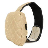 Adjustable car headrest pillow made of eco-leather, beige diamond pattern