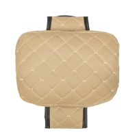 Adjustable car headrest pillow made of eco-leather, beige diamond pattern