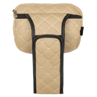Adjustable car headrest pillow made of eco-leather, beige diamond pattern