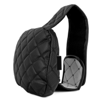 Adjustable car headrest pillow made of eco-leather, black diamond pattern