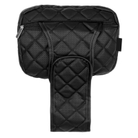 Adjustable car headrest pillow made of eco-leather, black diamond pattern