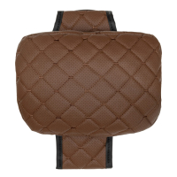 Adjustable car headrest pillow made of eco-leather, brown diamond pattern