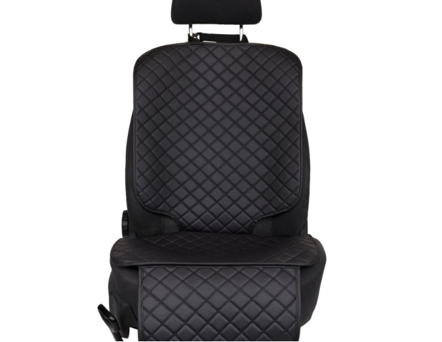 Car seat protector for child seat made of eco-leather, black diamond pattern 